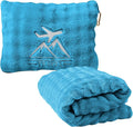 Travel Blanket and Pillow-2-in-1, Ultra-Soft&Compact, One-Piece Airplane Blanket with Hand Luggage Belt and Backpack Clip,Travelers Accessories Gifts, 61x43 Inches (Green) by Unknown