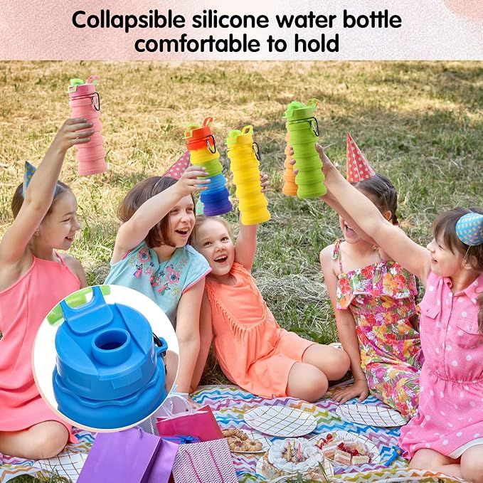 Sunnyray 30 Pack Collapsible Water Bottles Bulk Foldable Water Bottles 17oz Silicone Portable Leak Proof Reusable Sports with Clip for Travel Hiking Camping Outdoor (Colorful) - Image 5