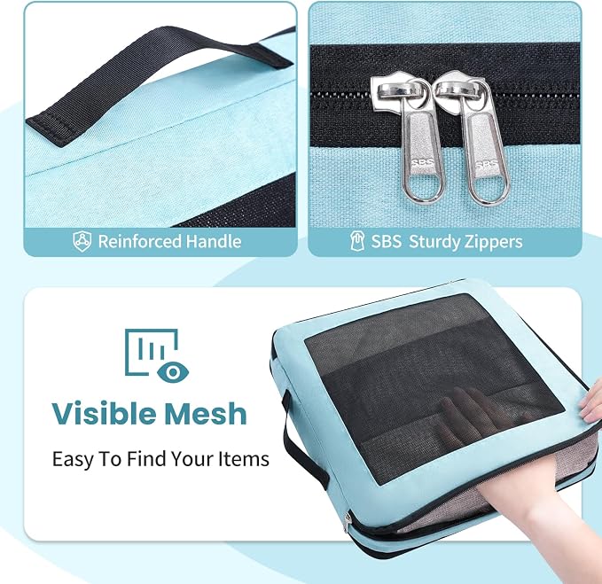 Compression Packing Cubes for Travel, Lightweight Vacation Travel Essentials, Travel Accessories for Suitcase Organizer Bags Set, Durable Luggage Organizer - Image 5
