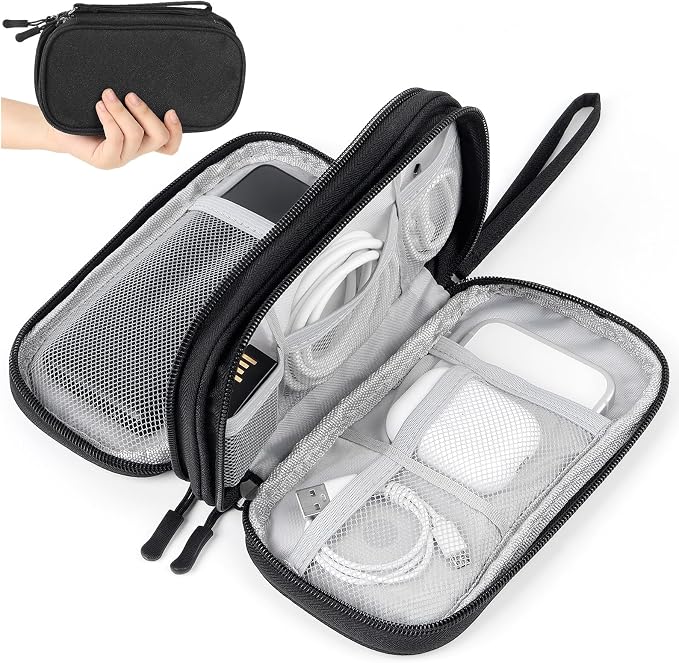 Travel Electronics Pouch Bag, Black Electronics Accessories Organizer Bag, Travel Cable Organizer Pouch for Charger Cord Phone Earphone Mouse by Unknown