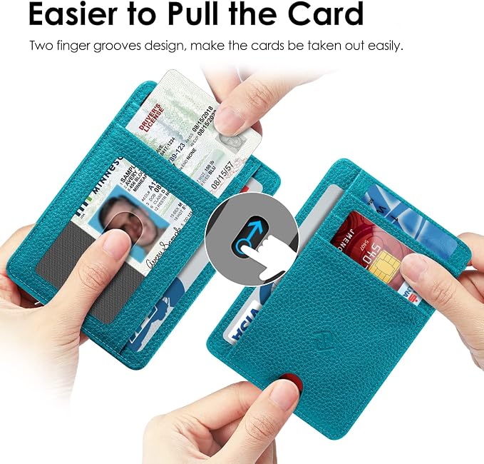FINTIE Slim Front Pocket Wallet, RFID Blocking Credit Card Holder | Minimalist Card Cases with ID Window for Men Women, Legacy Teal - Image 3