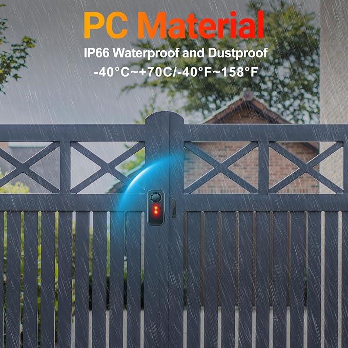 Greencycle Door Alarm with 3Remotes,Door Alarms for Kids Security,Pool Safety Alarms for Doors and Windows,113dB,Alarm/Doorbell Mode,IP66 Waterproof Home Security Sensor Outdoor Garage Apartment - Image 6