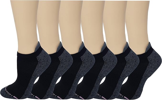 Dr. Motion Women's Men 6pk Compression Low Cut Anklet Socks (9-11, Black) - Image 2