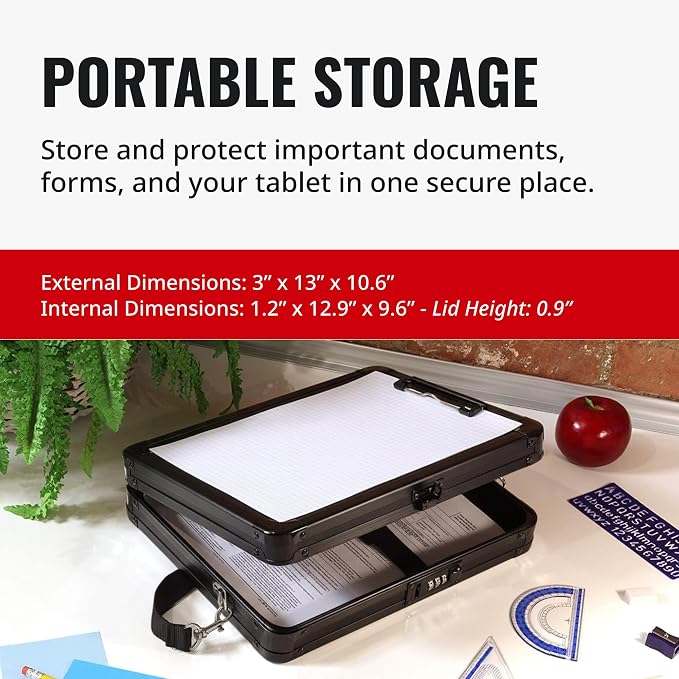 Vaultz Locking Deluxe Tablet and Laptop Case, Tactical Black, VZ03760 | Secure key lock design protects tablets and laptops while traveling, durable deluxe construction built for daily use - Image 5
