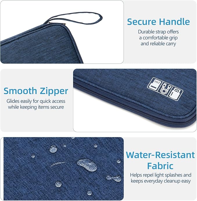 Cable Organizer Bag, Electronics Case for Cords, Chargers & Tech | Organize cables, chargers and power banks with elastic loops, mesh pockets and a slim design for travel. - Image 5
