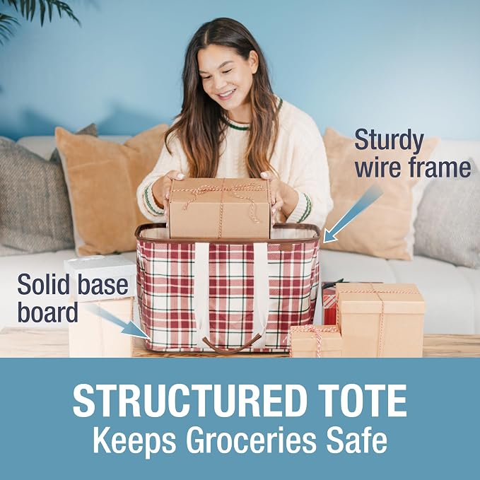 CleverMade Collapsible Tote LUXE, 30L Structured Tote Bag with Handles | Pack It All Without the Floppy-Bag Fight | Steel Rim Stays Open, Soft Grips Carry 30 lb, and Tote Folds to 1.5 Inches - Image 2