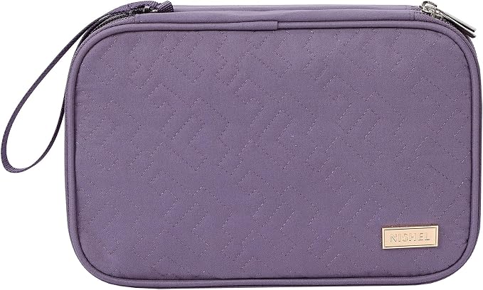 NISHEL Electronics Travel Organizer Cord Case, Charger Cable Tech Bag | Double-layer bag keeps chargers, cables, flash drive, and small tech essentials organized for trip, Large, Purple - Image 8