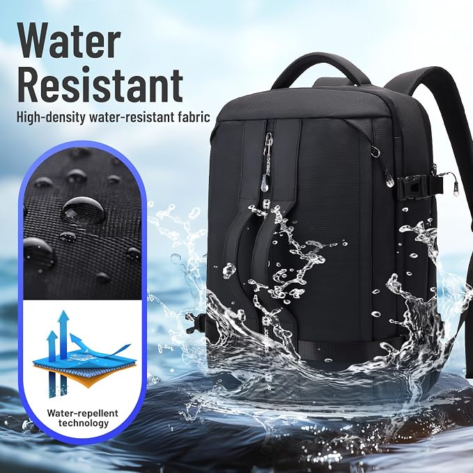 JODEBES 35L-50L Expandable Business Laptop Backpack, Waterproof - Black | Fits 17" Laptop, Daypack with Breathable Back Panel for Men & Women, TSA Carry On Bag for Travel & Work Commuting - Image 5