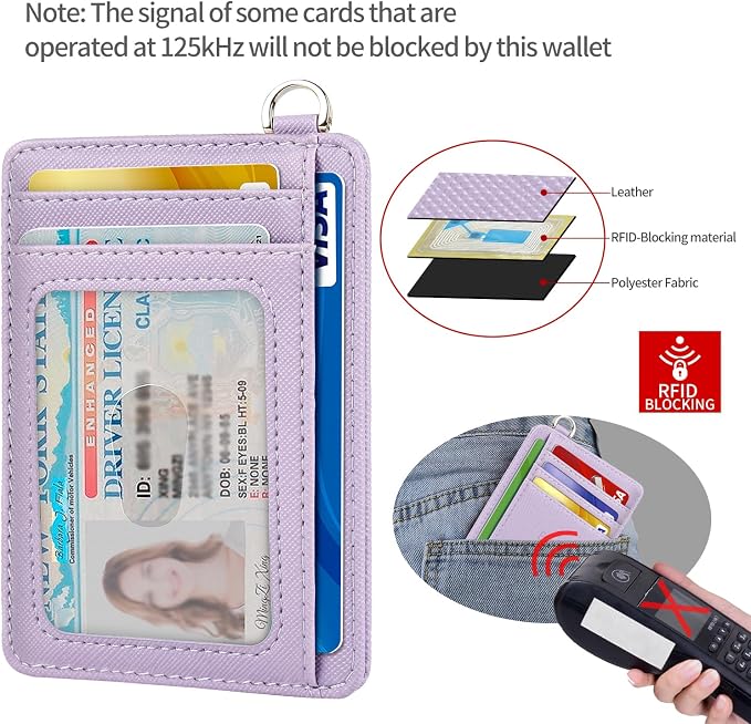 Slim Minimalist Front Pocket Wallet, RFID Blocking Credit Card Holder Wallet with Detachable D-Shackle for Men Women - Image 5