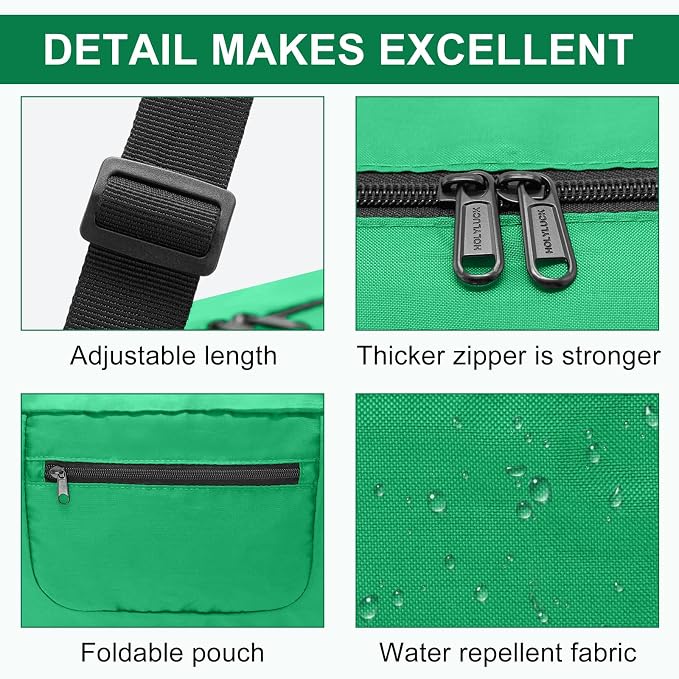 HOLYLUCK Foldable Travel Duffel Bag For Women & Men Luggage Great for Gym - Kelly green - Image 4