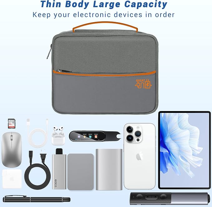 Electronics Organizer,Travel Cord Organizer Pouch,Cable Organizer Bags | Waterproof Electronic Accessories Storage Case for Cables, Cords, Charger, Phone (Three Layer-Gray) - Image 4