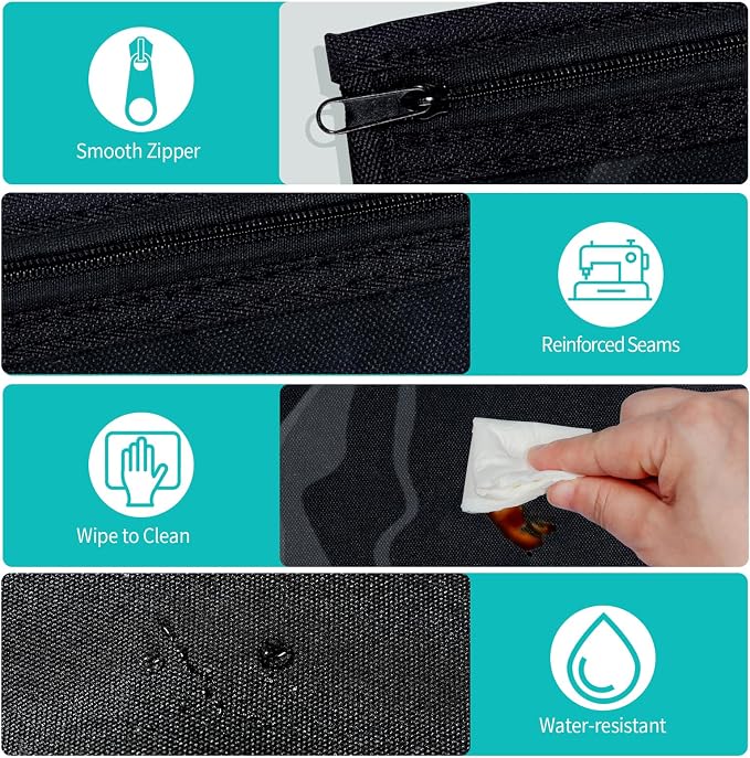 HIONXMGA Set of 3 Diaper Bag Organizing Pouches, Space-Saving, 3 Large Size | Clear Front Toiletry Bags Waterproof Zipper Pouches for Women Kids Toiletries Baby Essentials Well-Organized Carry, Black - Image 6