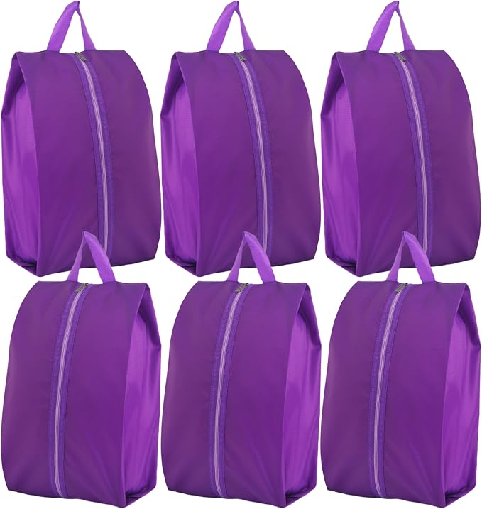 6pcs Portable Shoe Organizer, Travel Pouches with Zipper, Golf Shoe Bags, Clothes Bags, Soccer Cleats Bag Shoe Pouch for Gym, Waterproof, Odor-Resistant (Purple) | Golf Shoe Bags, Clothes Bags, Soccer Cleats Bag Shoe Pouch for Gym, Waterproof, Odor-Res... by Stenffy