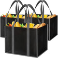 Reusable Grocery Bags for Shopping with Long Handles, 3 Pack, Black | Multipurpose Shopping Bags for Groceries, Foldable Grocery Totes Resist Water & Stains for Kitchen, Car Trunk, Picnic by Unknown