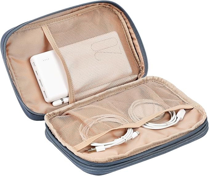 NISHEL Travel Cord Organizer Case, Double Layers Tech Electronic Bag, Essentials for Charger, Cable, Phone, Flash drive, Large, Aegean-Blue | Double-layer bag keeps chargers, cables, flash drive, and small tech essentials organized for trip, Large, Aeg... - Image 4