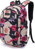 Tzowla Business Laptop Backpack Water Resistant Anti-Theft with USB Charging Port and Lock 15.6 Inch Computer Backpacks for Men, Women, Casual Hiking Travel Daypack (Flower) by Tzowla