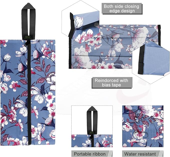 BeeGreen Shoe Bags 6 Pack Flower Design for Travel with Handle as Packing Organizers for Suitcase and Luggage | Portable Nylon Storage Accessories for Vacations, Essential Gifts for Women and Men​ - Image 3