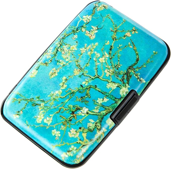Credit Card Holder, Metal Card Wallet RFID Blocking Mini Slim Aluminum Business Hard Card Case for Women Men (Vincent van Gogh Almond Blossoms) by Kaabao