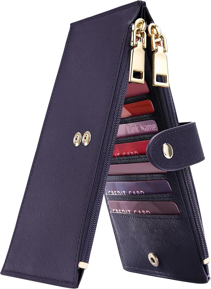 Travelambo RFID Wallet Women Large Size Bifold Multi Card Wallet Case with Zipper Pocke Credit Card Holder for Women by Travelambo