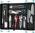 Simple Houseware Expandable Kitchen Drawer Flatware Organizer, Black | Expandable Kitchen Drawer Flatware Organizer, Black – Adjustable Cutlery Tray with 9 Compartments for Utensils and Silverware by SimpleHouseware