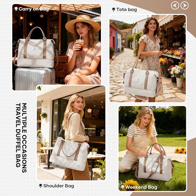 Travel Duffel Bag, Sports Tote Gym Bag, Shoulder Weekender Overnight Bag for Women - Image 9