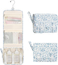 Relavel Small Hanging Toiletry Bag for Women, Floral Hanging Organizer | Portable Travel Bag for Travel-Sized Shower Dopp Kit, Waterproof Toiletries Organizer with 3 Compartments for Outdoor by Relavel