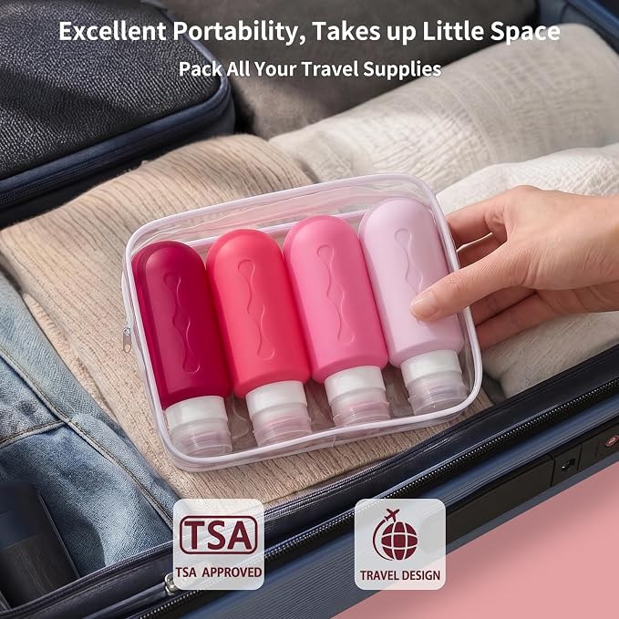 Gemice Travel Bottles for Toiletries, Tsa Approved Travel 6oz Size Containers with Clear Bag, BPA Free Leak Proof Travel Tubs Refillable Liquid Travel Accessories for Cometic Shampoo Lotion - Image 4
