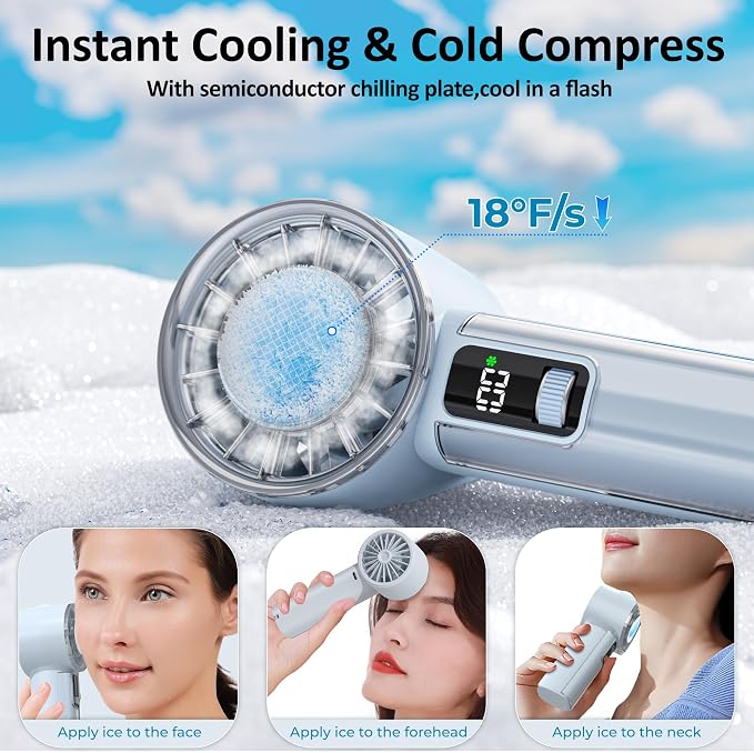 Handheld Fan with Ice Cooler, Mini Portable Fan Rechargeable, 18Hrs Cooling, 0-100 Adjustable Speed, Small Yet Powerful, Personal Hand Fans for Travel, Beach, Outdoor, Makeup, Gifts for Women - Image 2