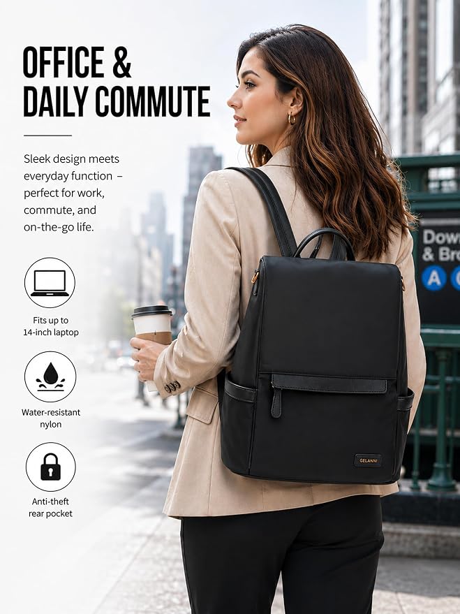 Anti Theft Backpack Purse for Women Lightweight Casual Travel Daypack Black - Image 5