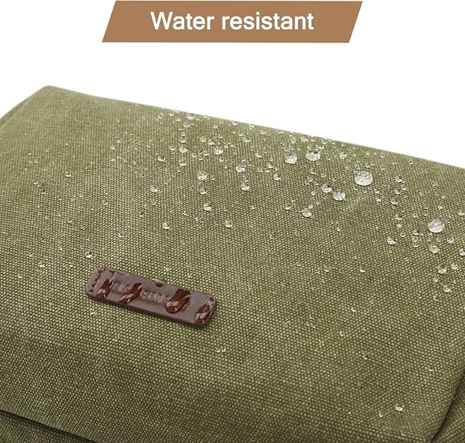 BAGSMART Toiletry Bag for Men, Canvas Travel Toiletry Organizer Dopp Kit Water-resistant Shaving Bag for Toiletries Accessories (Green, Medium) - Image 4
