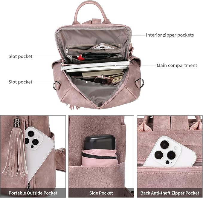 GAEKEAO Backpack Purse for Women PU Leather Anti-theft Backpack Ladies Convertible Large Travel Designer Fashion Shoulder Bag - Image 4