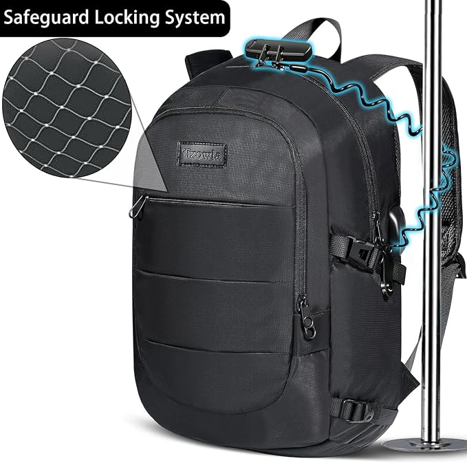 Tzowla 40 Liter Anti Theft Backpack with Giant Tumbler Holder Pocket and Lock,17.3 Inch Laptop Backpack - Image 5