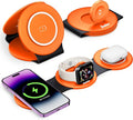 HICOBER 3-in-1 Wireless Charging Station for iPhone, Watch, AirPods, Orange | Charge 3 devices at once, foldable, case-friendly and ready for travel by Hicober