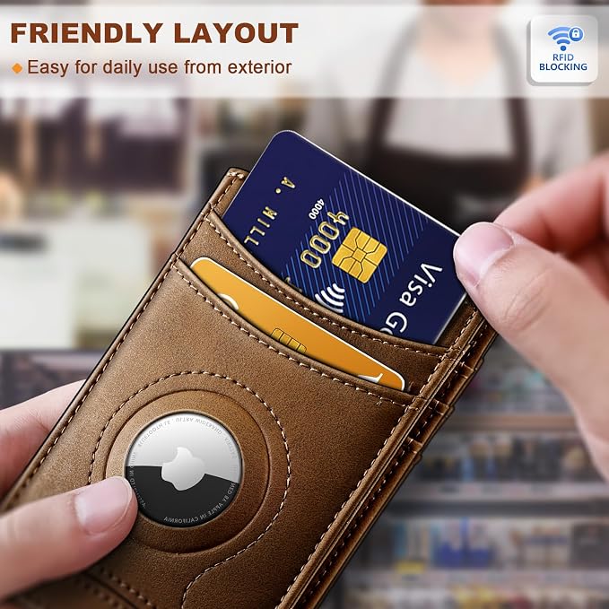 BULLIANT Magnetic Slim Leather Airtag Wallet Money Clip For Men 12Cards | RFID Blocking | Easy Access | Gift Boxed | Pocket Fit - Image 6