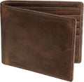 RUNBOX Men's Full Grain Leather Bifold Wallet - Crazy Horse RFID Blocking Slim Wallet with 2 ID Windows, 12 Card Slots & Dual Cash Pockets, Gift for Men by RUNBOX