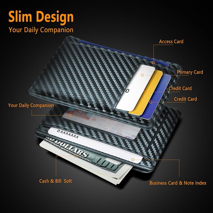 Travelambo Slim Minimalist Wallet for Men, RFID Blocking Credit Card Holder, Front Pocket ID Card Case, Gifts for Men, Husband, Boyfriend, Teenage - Image 4