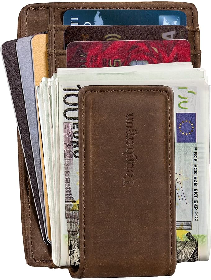 Toughergun Slim Wallet for Men RFID Blocking Money Clip, Minimalist Front Pocket Credit Card Holder, Magnetic Thin Mens Wallets with ID Window - Image 3