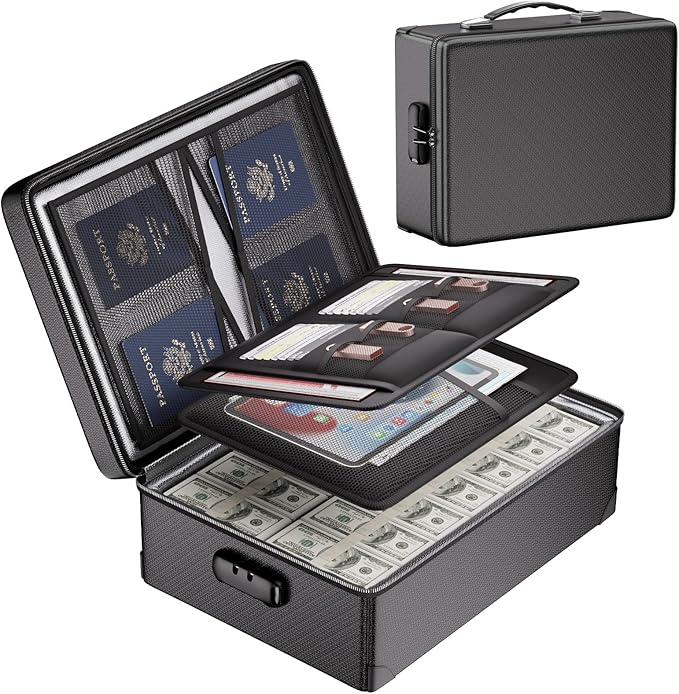 DocSafe Fireproof Document Box with Lock - 12 Layers Heat Insulated, Black | File Organizer Hard Case Safe Box with Fireproof Zipper, Home Safe Protects Important Documents, Passport, Cash by DocSafe