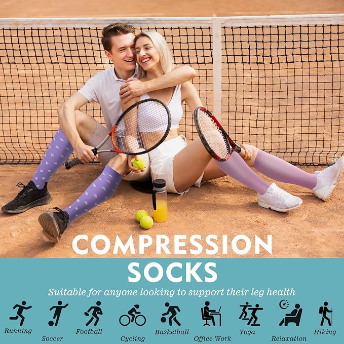 Compression Socks for Women & Men 6 Pairs | 20-30 mmHg Breathable & Moisture-Wicking Comfortable & Skin-Friendly Knee High Support Socks for Nurse, Travel, Pregnancy - Image 6
