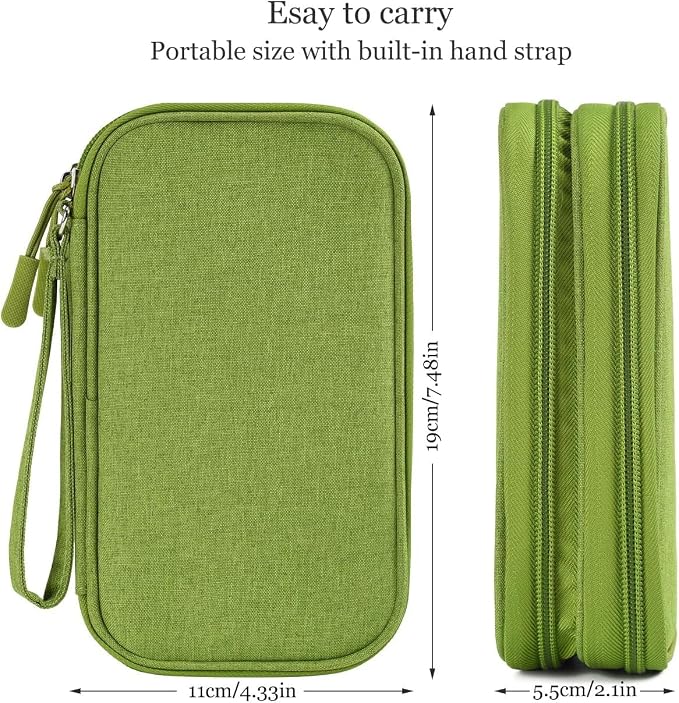 Electronic Organizer Travel Cable Accessories Bag, Electronic Organizer Case, Electronic Accessories Organizer Bag for Power Bank, Charging Cords, Chargers, Mouse, USB Cable, Earphones (Green) - Image 2