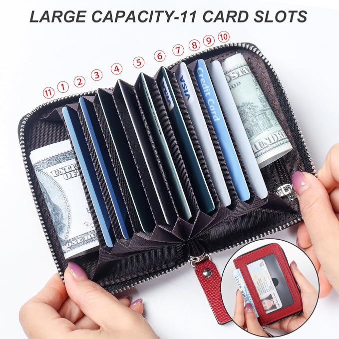 Credit Card Wallet, RFID Card Case Wallet, Zipper Card Cases Holder for Men Women, RFID Blocking, KeyChain Wallet, Compact Size Card Organizer Case for Women - Image 5
