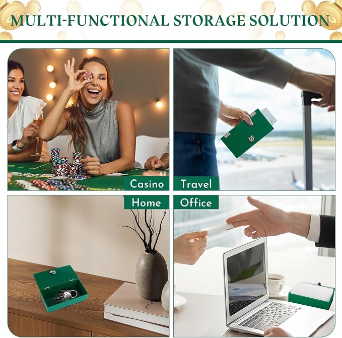 Acrylic Cash Box for Gambler Pocket Size,Winners Bank with 2 Keys Storage Bag, Compact Portable Secure Money Organizer Safe Lock Box for Casino, Control Gambler,Green,1 Pack, Christmas Gift for Men - Image 8