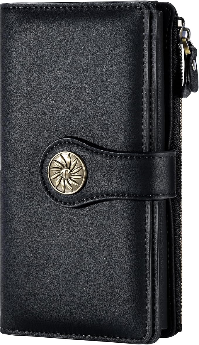 Travelambo Women's Wallet RFID Blocking Trifold Clutch Large Capacity Credit Card Holder Travel Purse | RFID by Travelambo