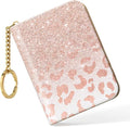 Nipichsha Women's Small RFID Blocking Credit Card Wallet, Pink Gilt Leather, 12 Slots, Zipper Closure | Leather Card Holder Wallet, Credit Card Wallet Organizer, Business Card Case with Zipper & Keychain, 12-Slot Compartment by Nipichsha