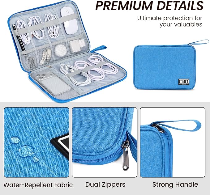 Cable Organizer Bag, Electronics Organizer Case for Tech Accessories | Store chargers, cables, power banks and adapters with elastic loops, mesh pockets and organized compartments for travel. - Image 3