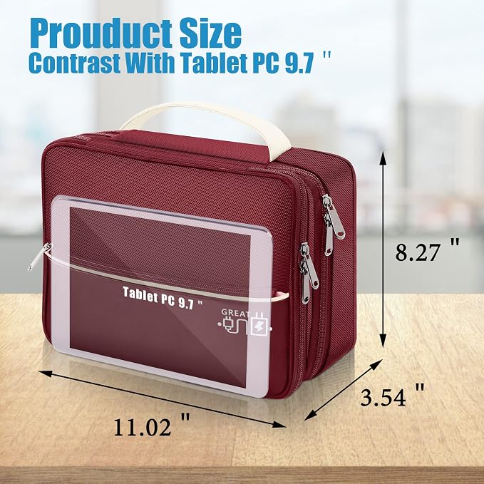 SELLYFELLY Electronics Travel Organizer, Double Layer Cable Organizer Bag Watreproof Electronics Accessories Storage Bag for Cord, Charger, Phone, Power Bank, Hard Drive - Image 2