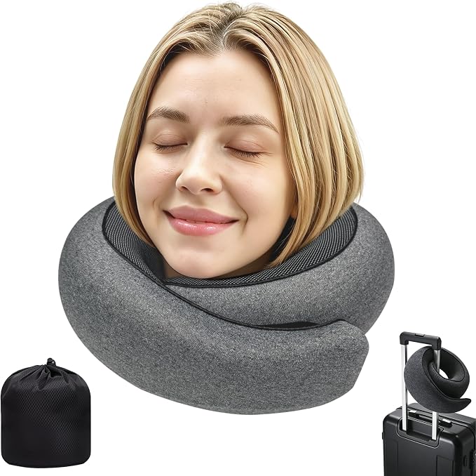Travel Pillow, Neck Pillow for Airplane, Ergonomic Memory Foam Travel Neck Pillow for Airplanes, Comfortable Flight Pillow for Long Flights & Sleeping by Unknown