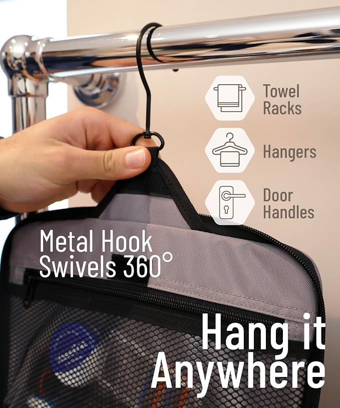 D&D Wanderlust D&D Hanging Travel Toiletry Bag for Men and Women – Cosmetics, Makeup and Toiletries Organizer Kit with 10 Compartments - Image 5