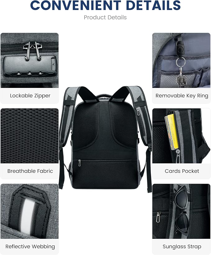 LOVEVOOK Large Laptop Backpack for Men,17.3Inch Heavy Duty Travel Backpack | TSA-Friendly with Anti-Theft,Carry On Flight Approved,College Work Bookbag,Water Resistant Business Backpack for Men Women - Image 5