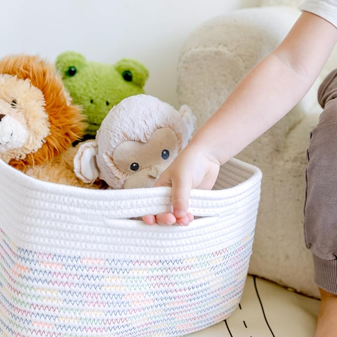 NaturalCozy Storage Baskets 16.8”x13”x7.6” Cotton Rope Woven Baskets for Organizing 3-Pack | Toy Storage Bins | Basket for Shelves, Laundry, Blanket, Clothes, Closet, Kitchen, Bathroom, Gifts - Image 9